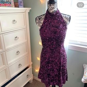 Sherri Hill Purple Sequin Dress